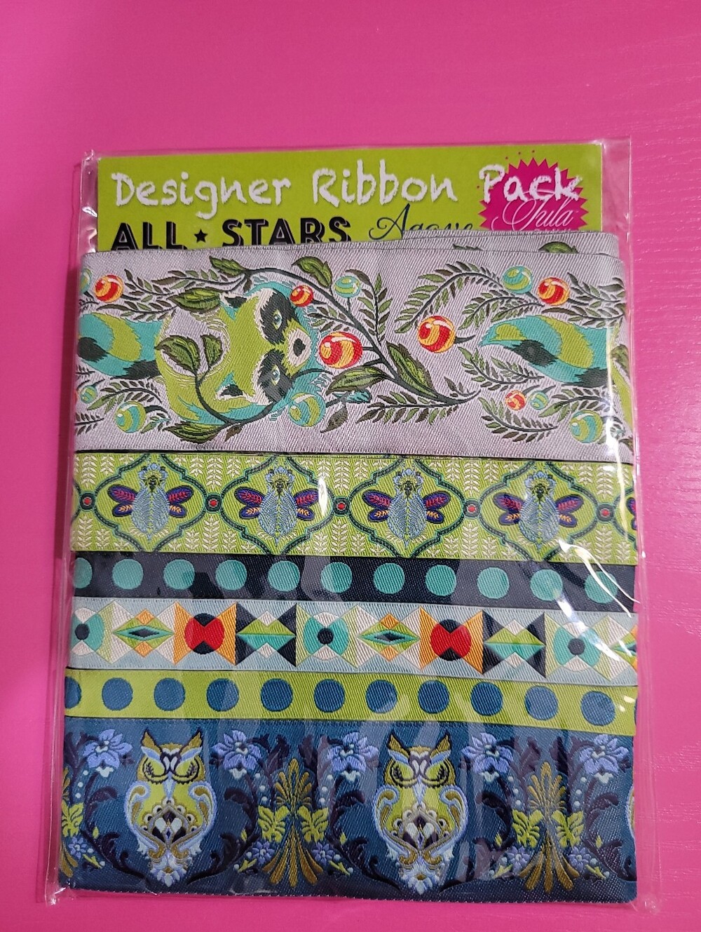 Tula Pink Designer Ribbon Pack All Stars Agave. New. (1688)